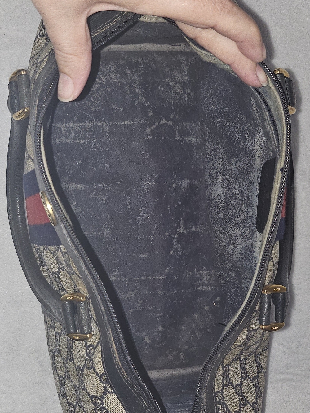 Vintage Blue Gucci Canvas Tote with Wallet and Makeup Bag - Picture 7 of 16
